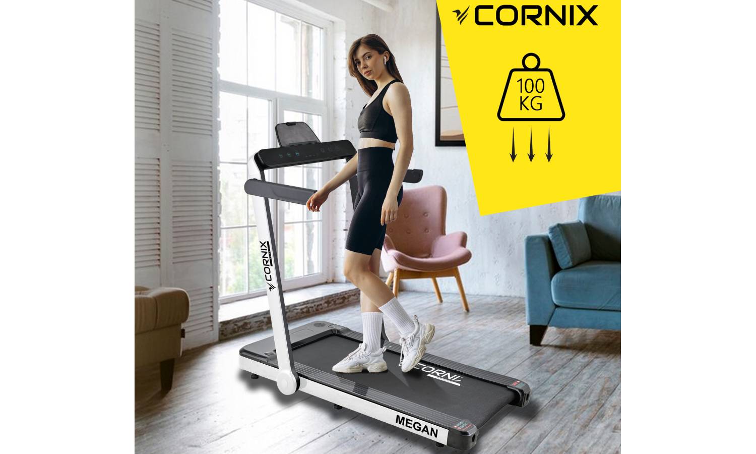 Беговая дорожка Cornix Megan White/Black 6