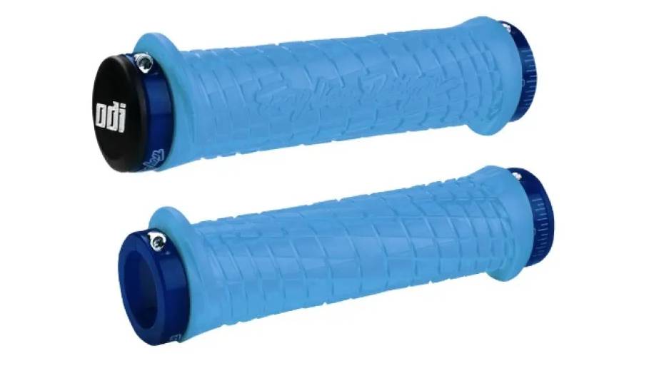 Гріпси ODI Troy Lee Designs Signature MTB Lock-On Bonus Pack блакитні з синіми замками Гріпси ODI Troy Lee Designs Signature MTB Lock-On Bonus Pack блакитні з синіми замками