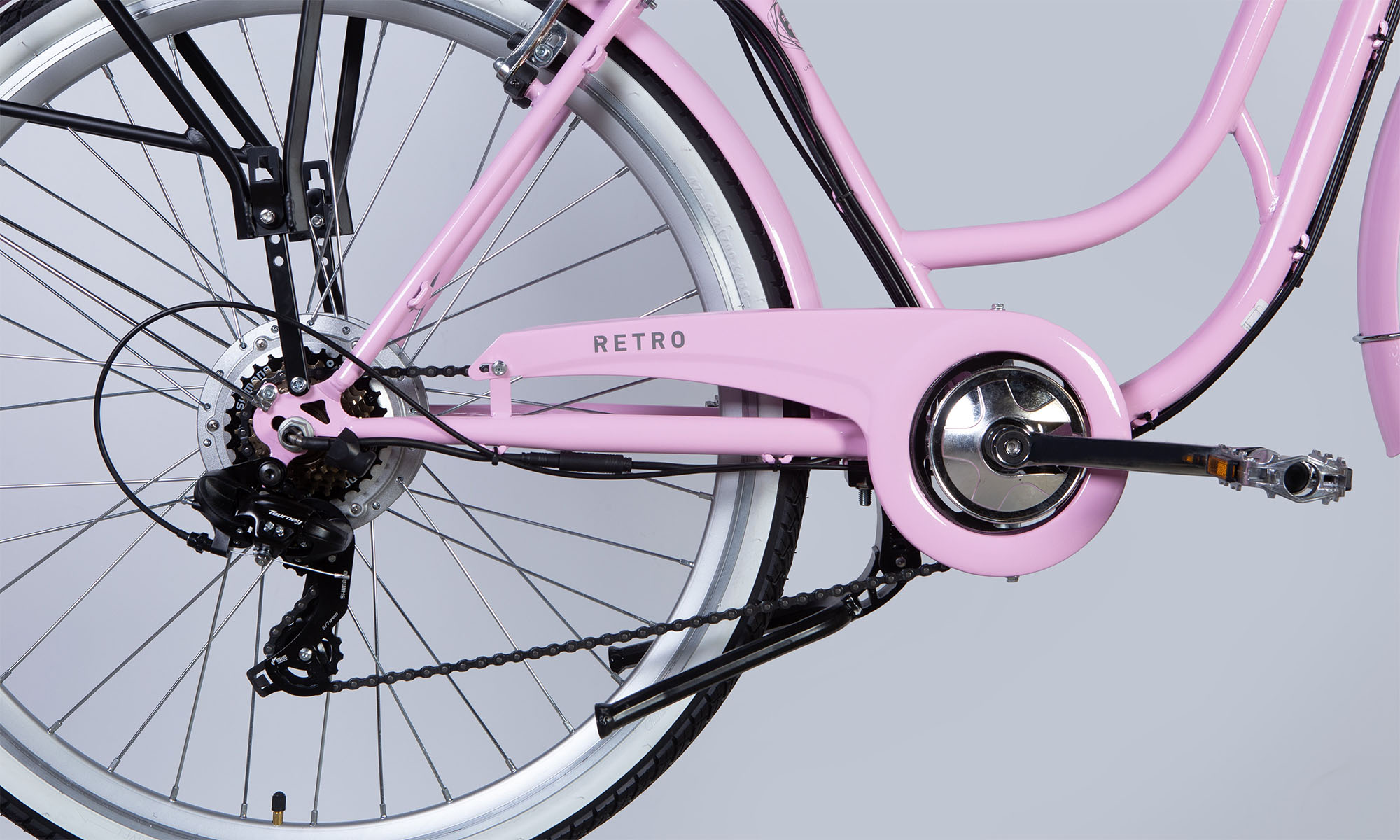 Велосипед с электроприводом Dorozhnik eRETRO Vbr FR 28", размер L, рама-19", 36B, 12.5А*ч, 500Вт, год 2025, светло-розовый 4