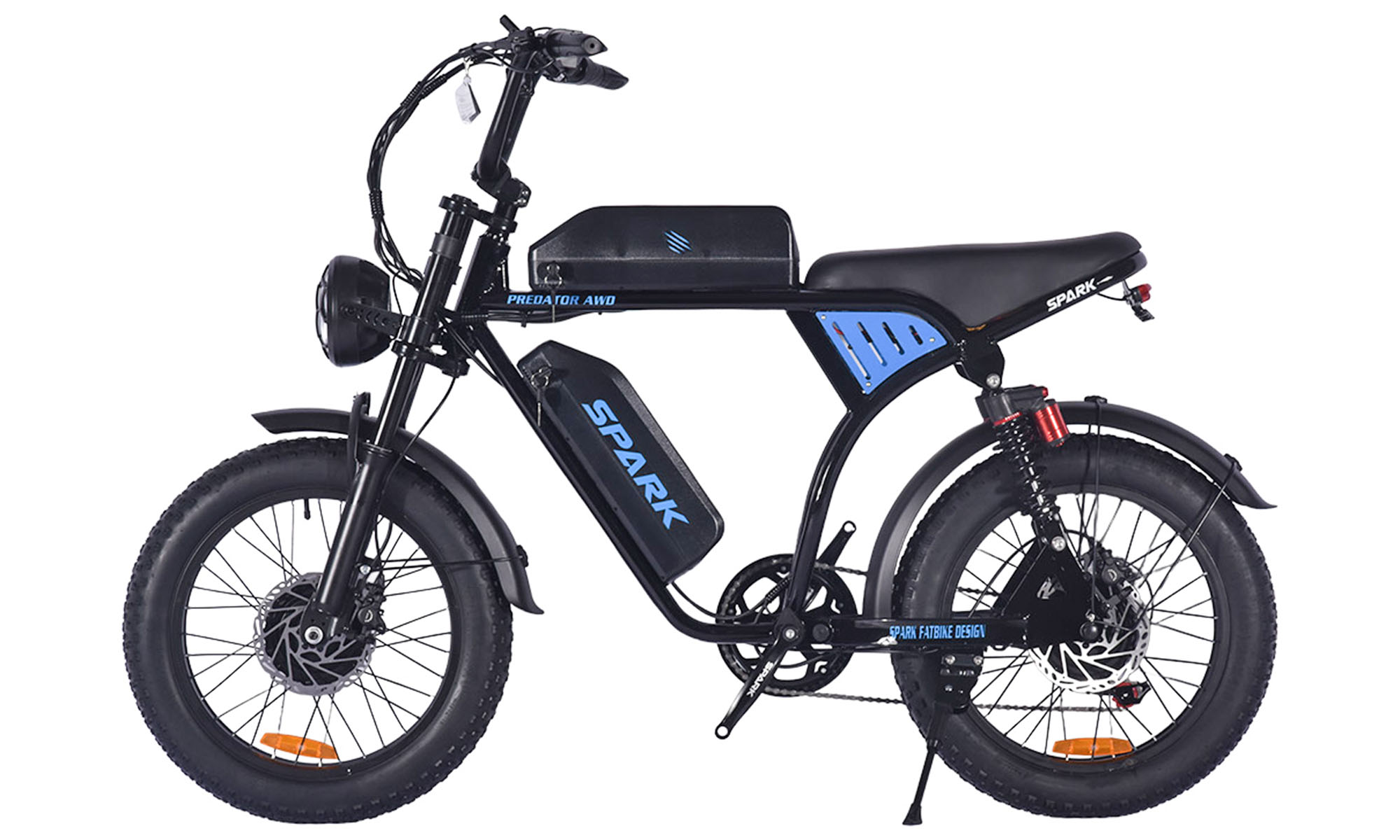 Велосипед с электромотором SPARK PREDATOR AWD 20", 48V / 750W*2 / 20Ah*2 Li-ion, Чёрный Велосипед с электромотором SPARK PREDATOR AWD 20", 48V / 750W*2 / 20Ah*2 Li-ion, Чёрный