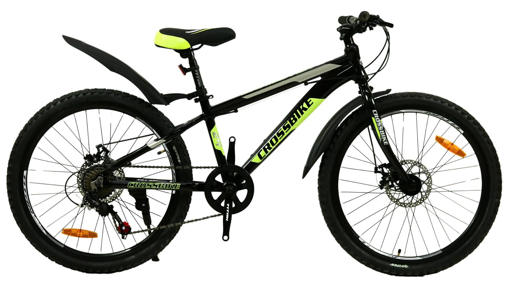 Фотография Велосипед Crossbike Dragster Rigid 24", размер XXS рама 11" (2024), Черно-зеленый