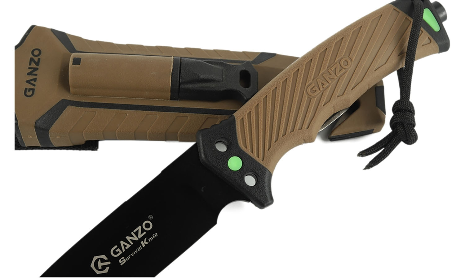Ніж Ganzo G8012V2-DY коричневий (G8012V2-DY) з паракордом 5