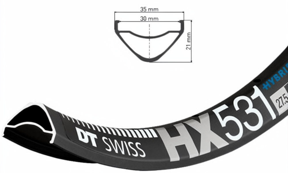Обод DT Swiss HX 531, 27.5", размер 584×30 мм, 28 отверстий, ниппель Presta, дисковые тормоза, черный 2