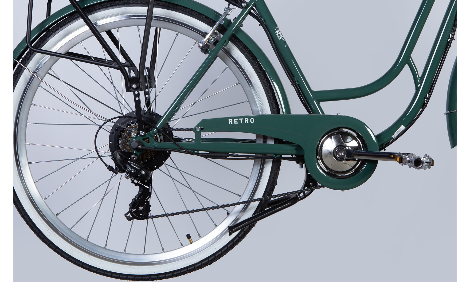 Велосипед с электроприводом Dorozhnik eRETRO Vbr FR 28", размер L, рама-19", 36B, 12.5А*ч, 500Вт, год 2025, зелено-серый 3