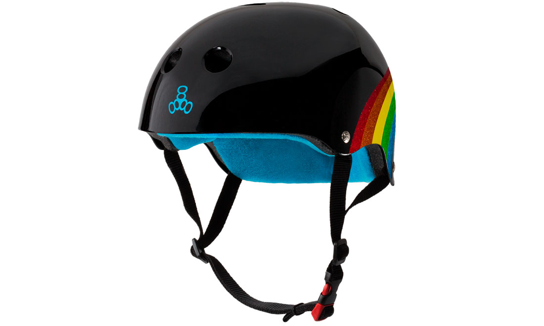 Фотография Шлем Triple8 Black Rainbow Sparkle, размер M (53-57 см) Черно-голубой