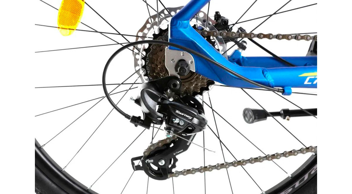 Фотография Велосипед Crosser MT-036-21S 29" размер М рама 17 2022 Голубо-желтый 3