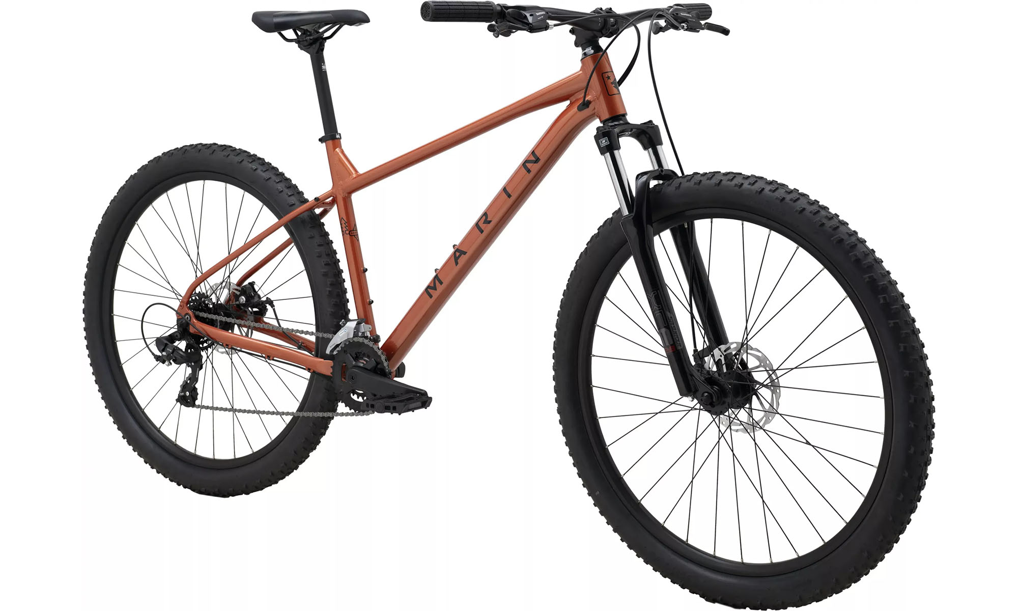 Велосипед Marin BOLINAS RIDGE 1 27,5", размер S, год 2026, оранжевый с черным 2