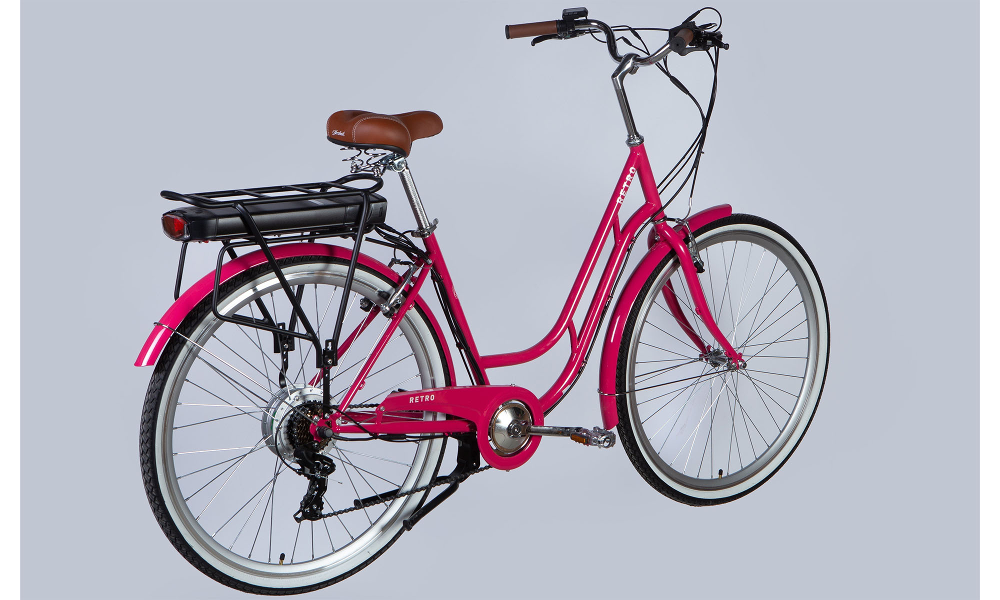 Велосипед с электроприводом Dorozhnik RETRO DD FR 28", размер L, рама-19", 36B, 12.5А*ч, 250Вт, год 2025, розовый 5