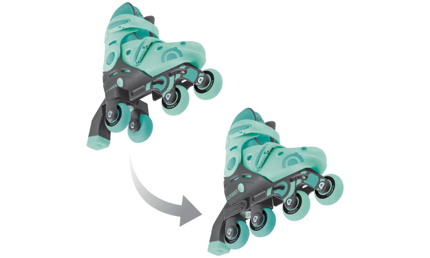 Роликовые коньки GLOBBER 2в1 размер 26-29  мятно-зеленые 3