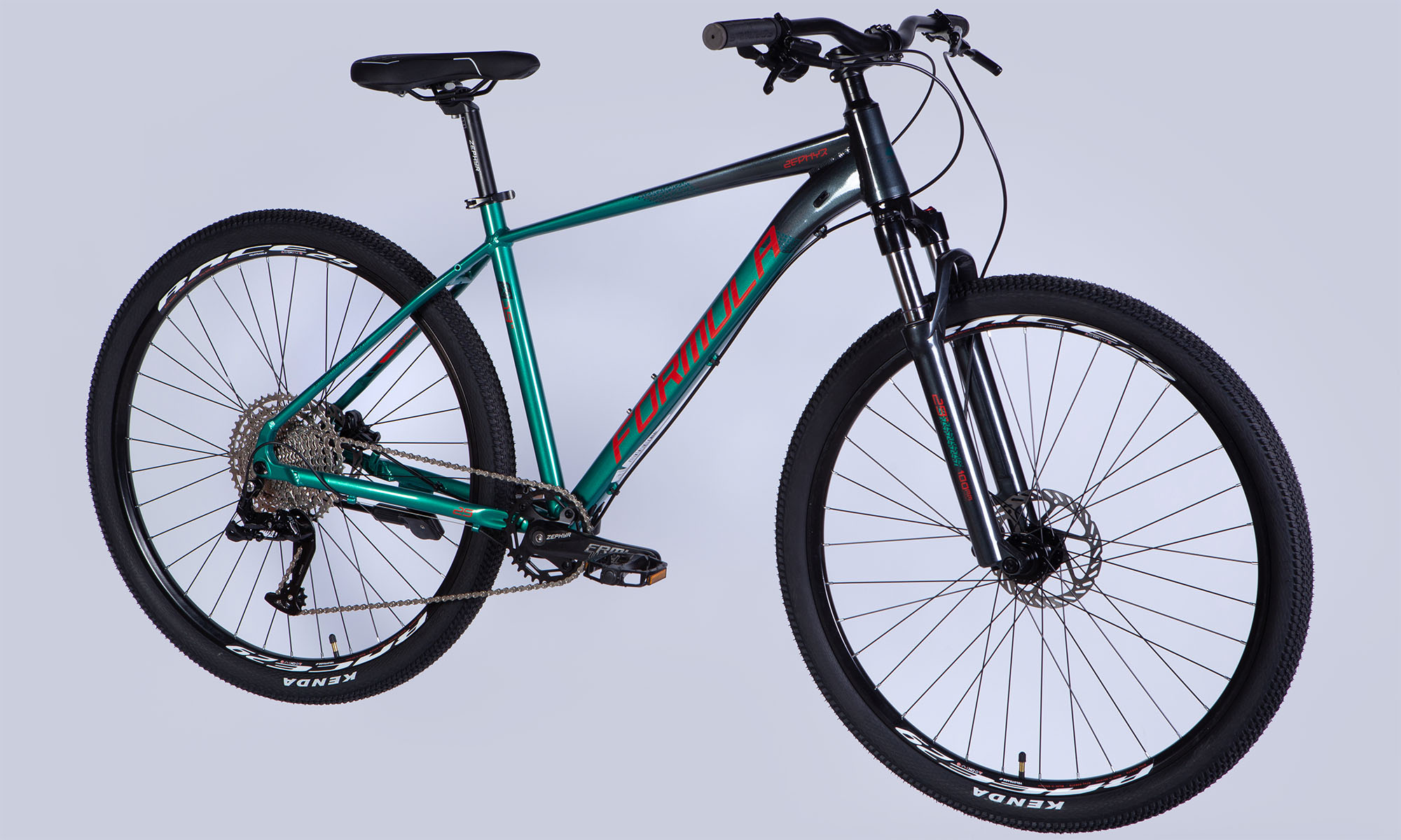 Велосипед Formula ZEPHYR EXPERT HDD 29", размер L, рама-19", 2025, темно-серебристый с зеленым  5