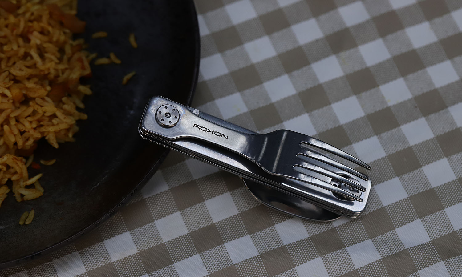 Фотографія Набір столових приладів Roxon C1 3 in1 (ложка, вилка, ніж), сірий 5