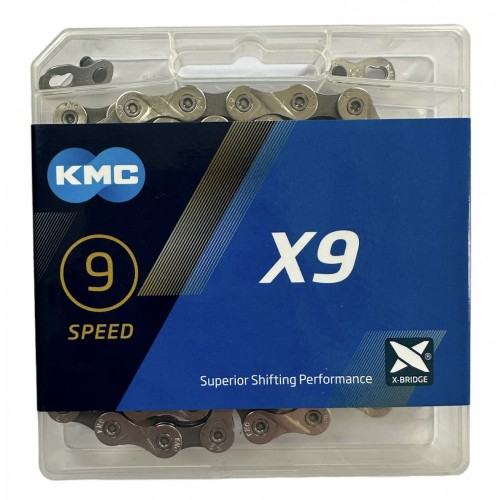 Цепь KMC X9 122 зв. 1/2" X 11/128" box, Серебристо-серая 2