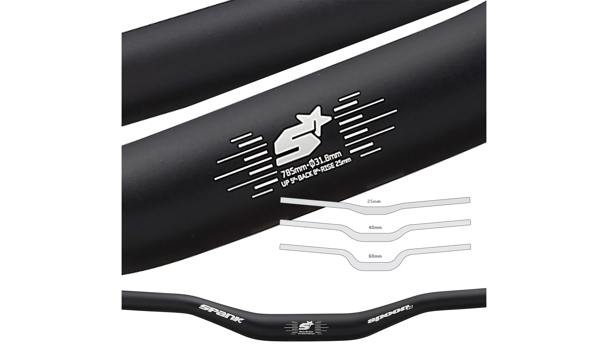 Руль SPANK SPOON 60, 60R, Black 3