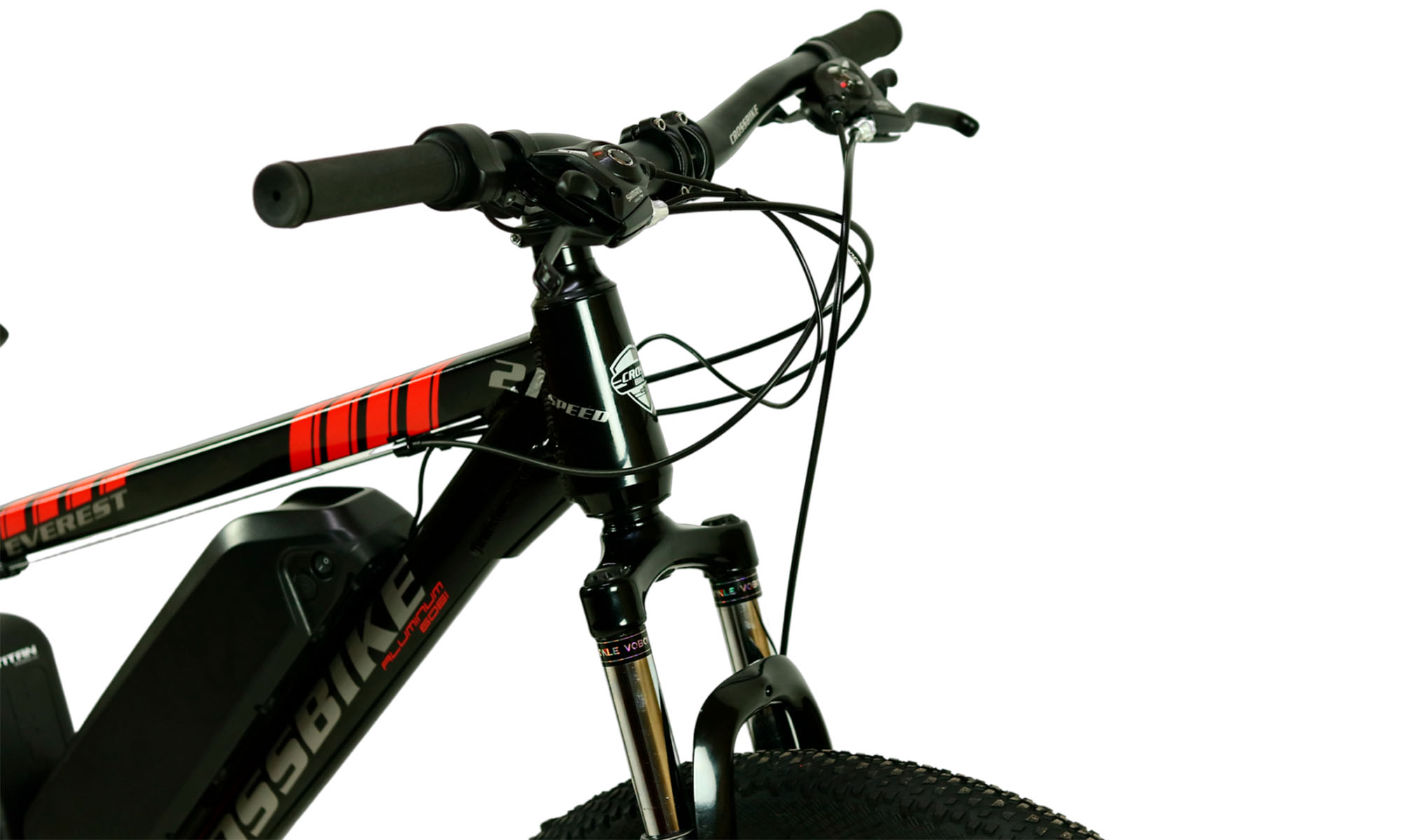 Електровелосипед CrossBike Everest 27.5", розмір L, рама 17", 2022, Чорний-Червоний 4