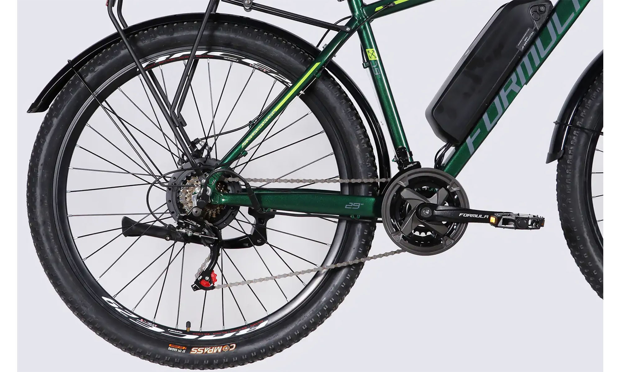 Велосипед с электроприводом Formula eMOTION PLUS DD FR 29", размер L, рама-19", 48B, 15А*ч, 500Вт, год 2026, зелено-серый (матовый) 5