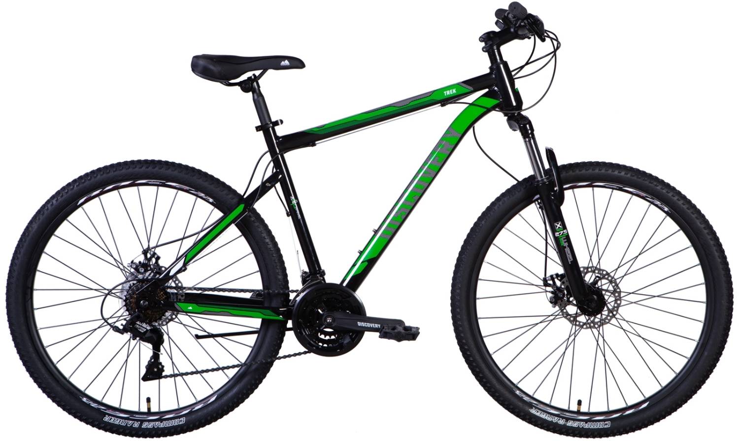 Велосипед Discovery TREK 27,5" розмір L рама 19,5" 2024 чорно з зеленим 