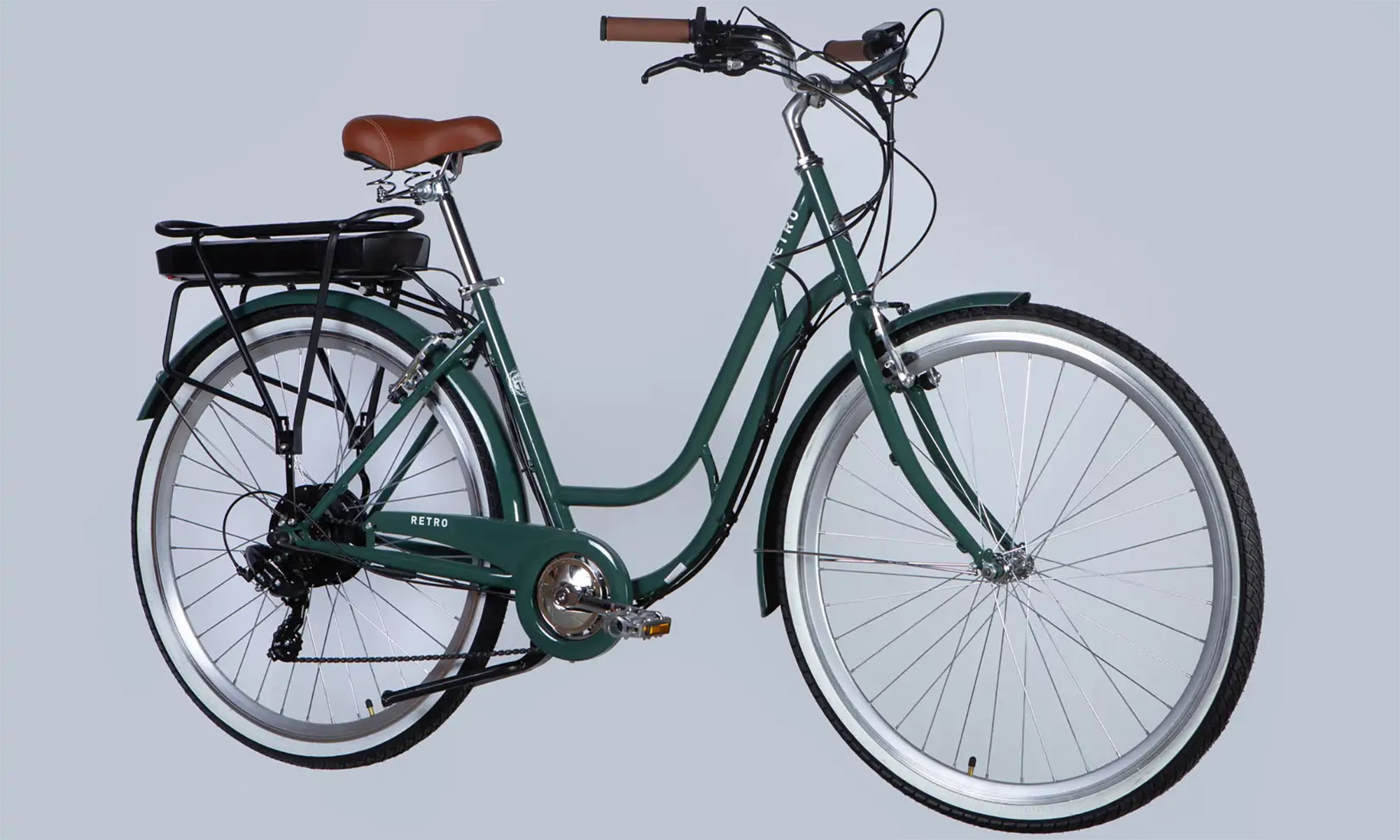 Велосипед с электроприводом Dorozhnik eRETRO Vbr FR 28", размер L, рама-19", 36B, 13А*ч, 500Вт, год 2026, зелено-серый 5