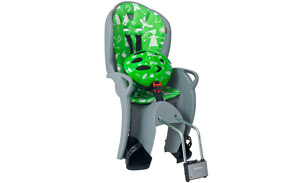 Фотография Комплект Hamax Kiss Safety Package Велокресло детское заднее Hamax Kiss на подседельную трубу  Серо-зеленый