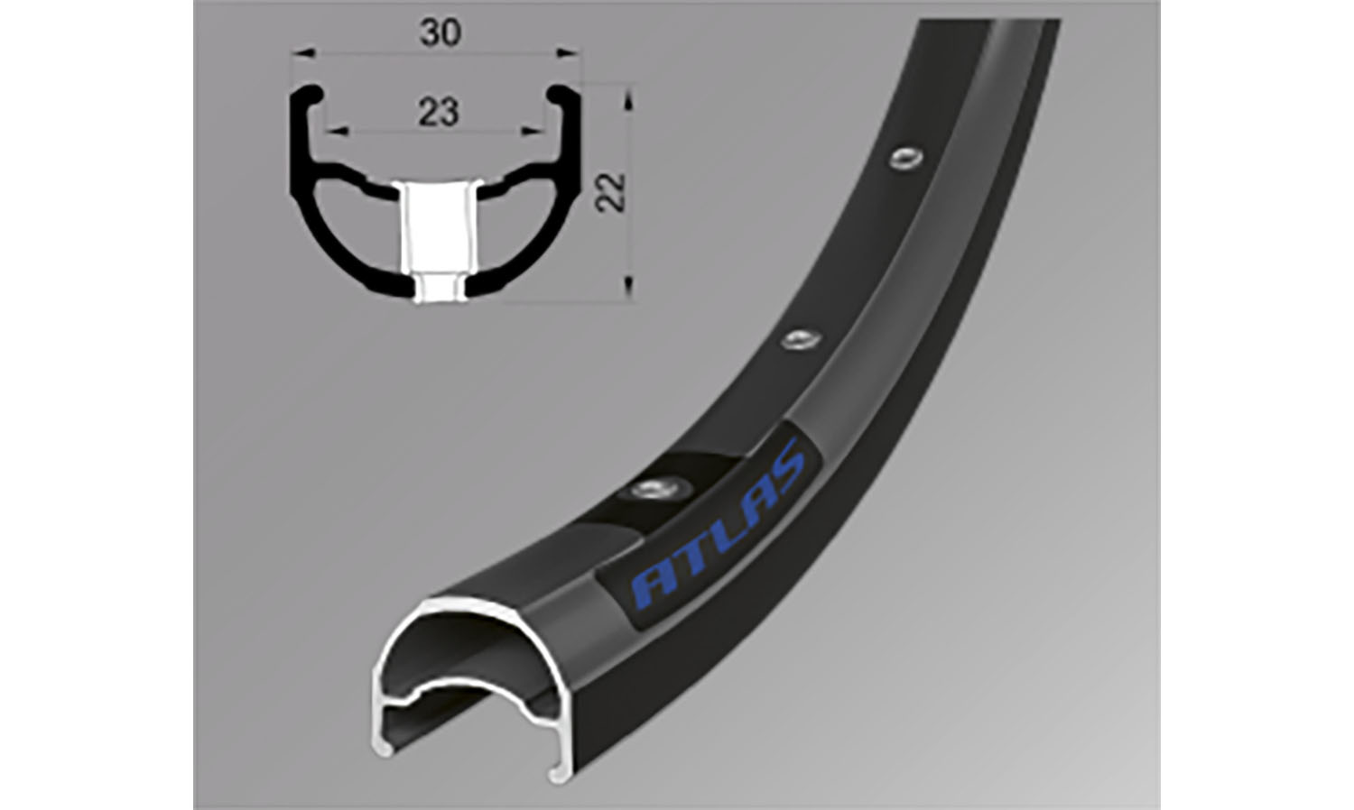Обод Remerx ATLAS, 24'', 507x23, 36 отв., AV, с двойным пистонированием, черный анодированный, E-Bike 
