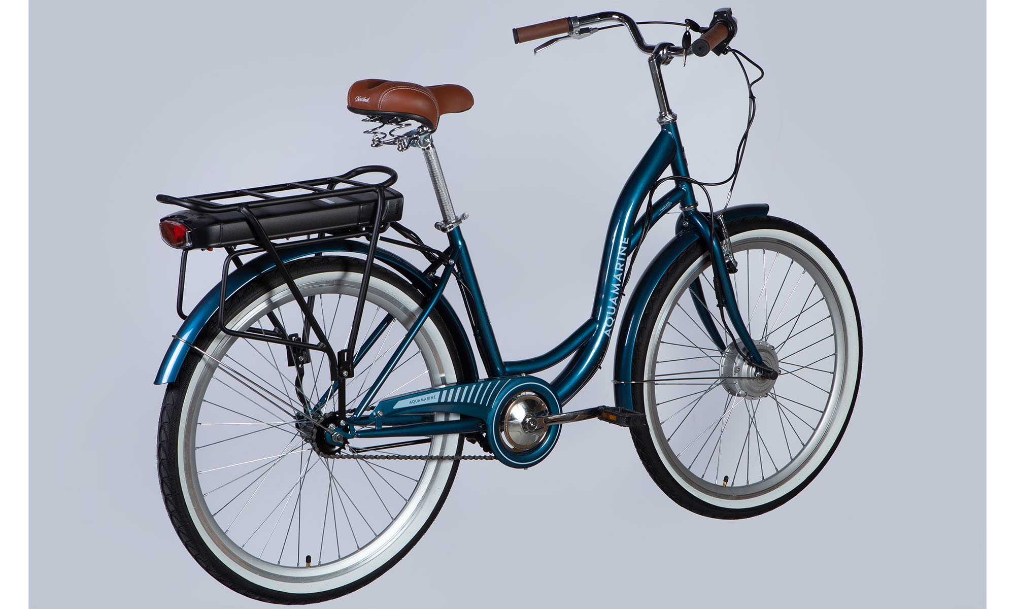 Велосипед з електроприводом Dorozhnik eAQUAMARINE BH 26", розмір M, рама-17", 36B, 13А*г, 500Вт, рік 2026, темно-синій з кошиком 5