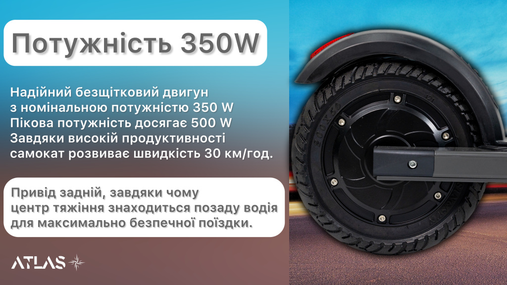 Фотографія Електросамокат Atlas i-One 6 Ah білий 11