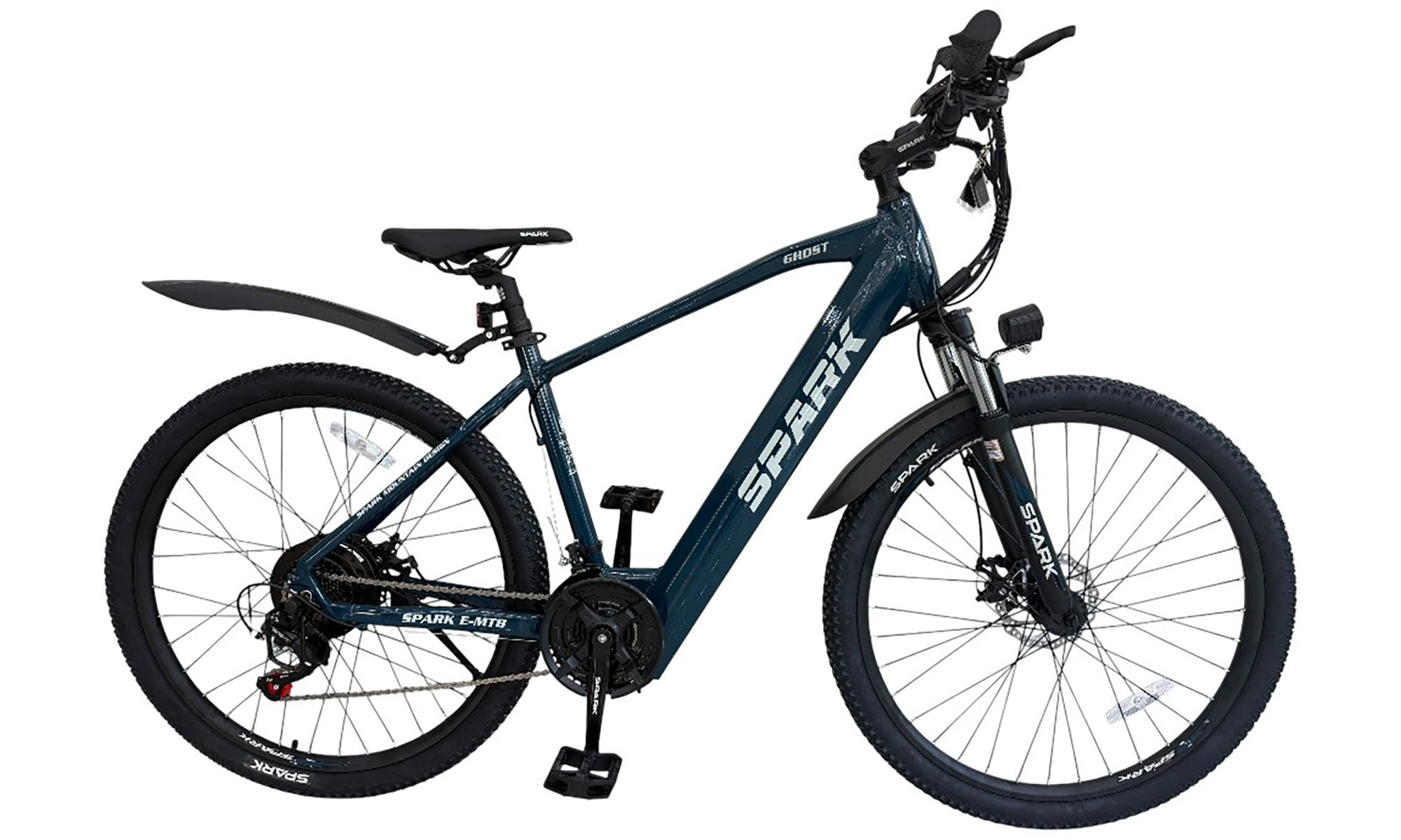 Велосипед с электромотором SPARK E-MTB GHOST 27.5", размер S, рама 15", 48V/500W/12.8Ah, год 2026, тёмно-синий 