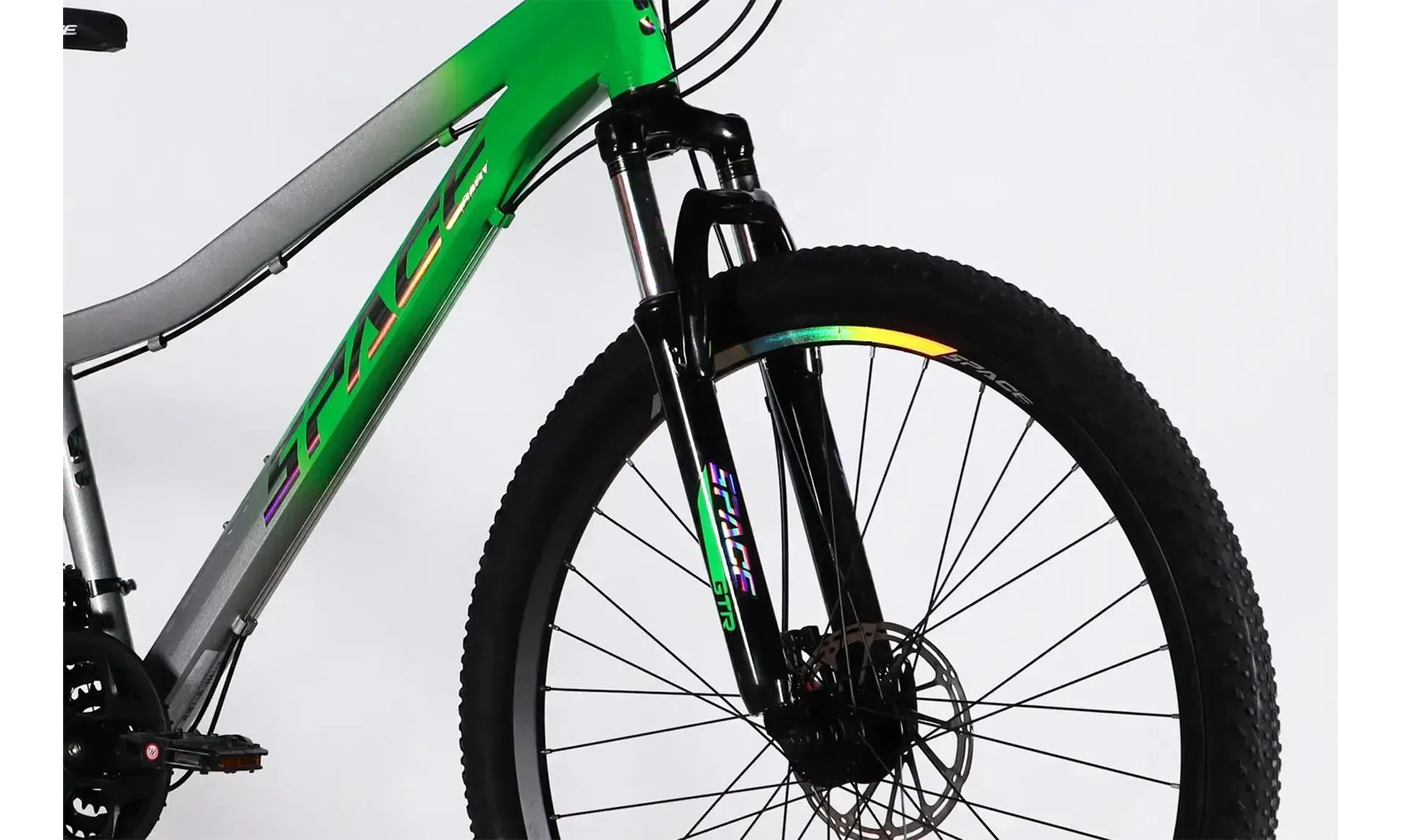 Велосипед SPACE IZIDA DD FR 26", размер XS, рама-13", год 2026, зелено-серебристый 2