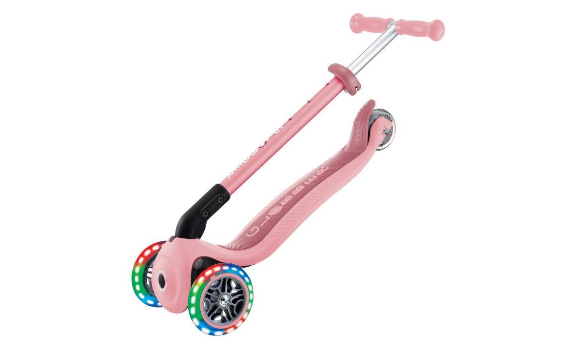 Самокат GLOBBER PRIMO FOLDABLE LIGHTS, пастельно-рожевий, колеса з підсвічуванням, 3+ 8