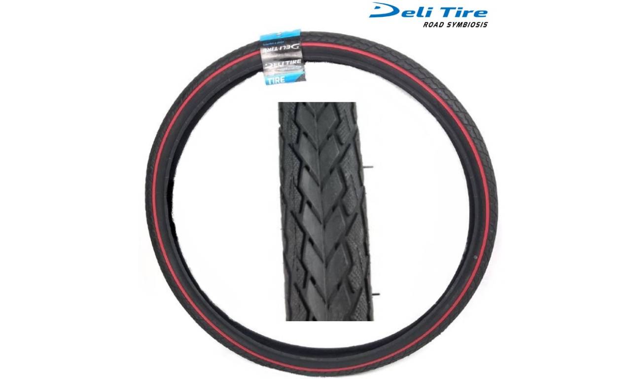 Фотография Покришка 28х1.4" 37-622 DELI TIRE (225), красная полоса 