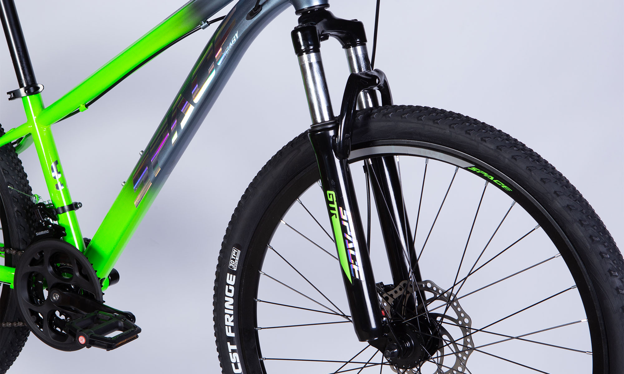 Велосипед SPACE MARS DD FR 26", размер XS, рама-13", рік 2026, зелено-сріблястий 4
