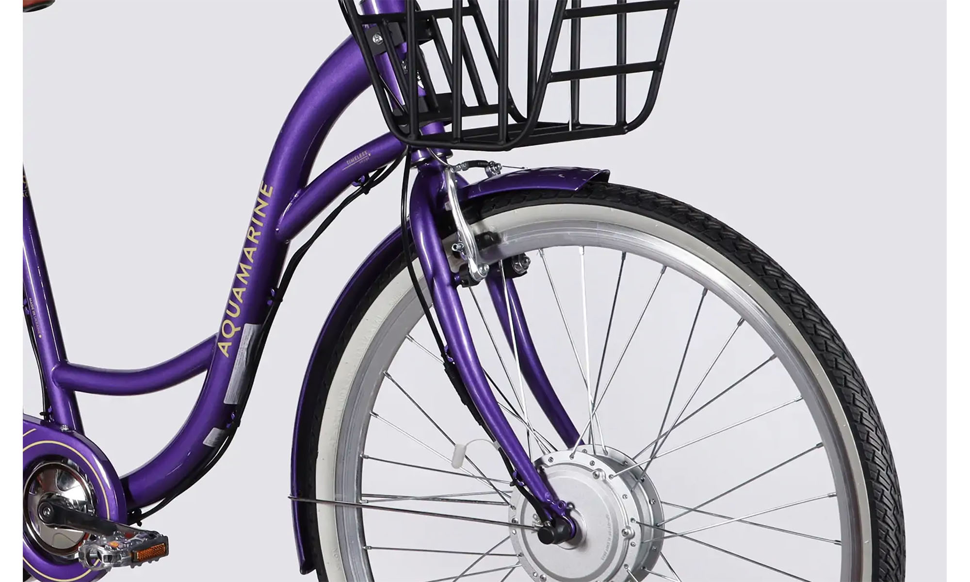 Велосипед с электроприводом Dorozhnik eAQUAMARINE BH 28", размер L, рама-19", 36B, 13А*ч, 500Вт, год 2026, фиолетовый с корзиной 2