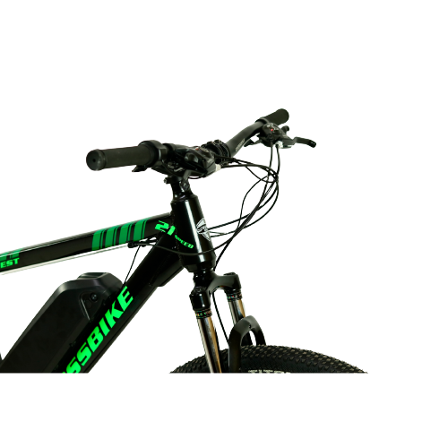 Фотография Электровелосипед CrossBike Everest 29", размер XL рама 21", Черно-зеленый 2