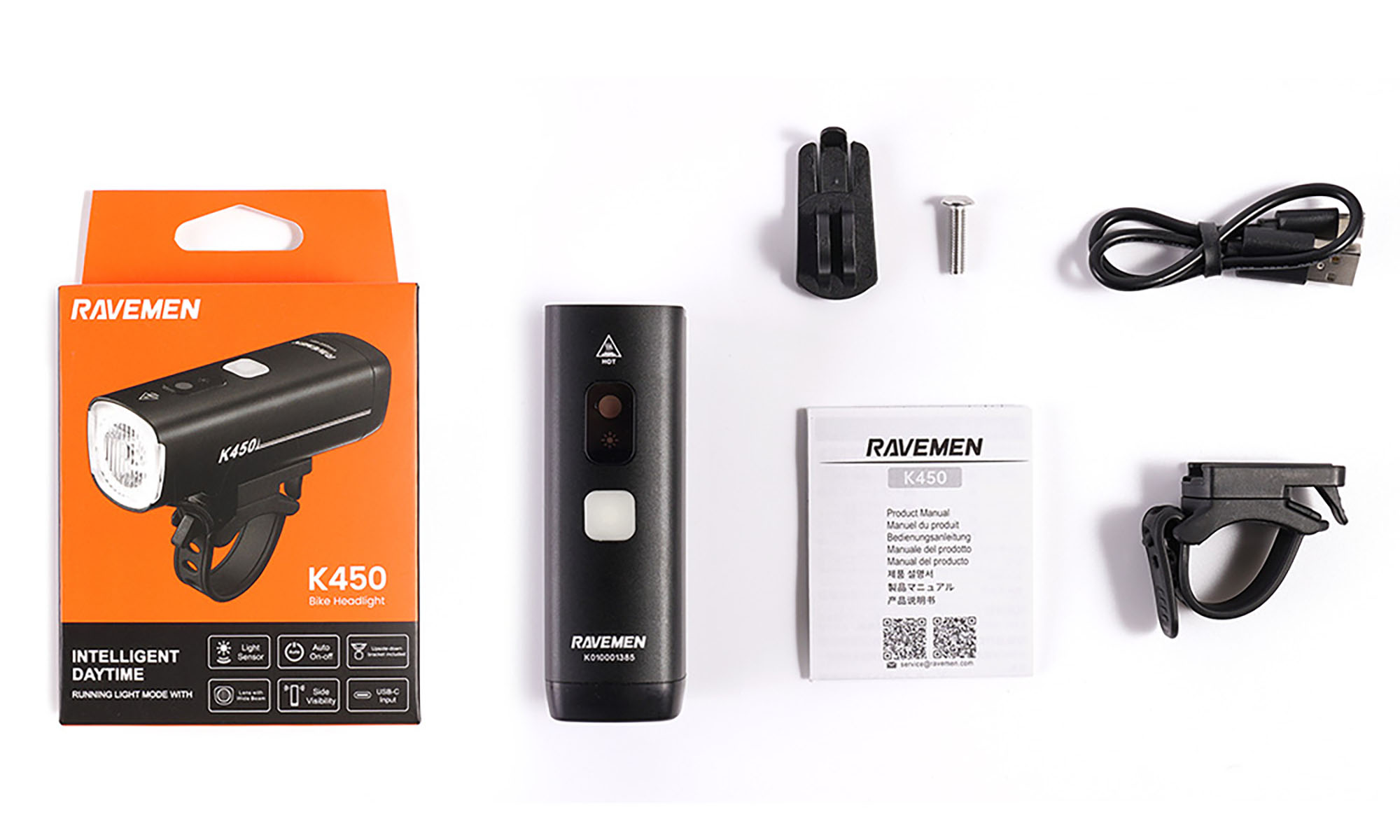 Велосипедная фара Ravemen K450 (450 lm, 2200 mAh) с датчиком освещенности 2