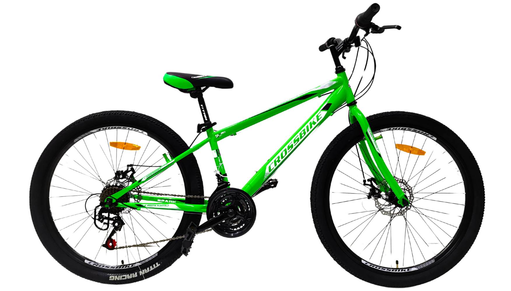 Фотография Велосипед CROSSBIKE Spark D-Steel 26" размер XS рама 13" (2024), Зеленый