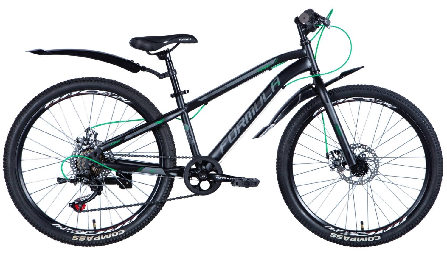 Фотография Велосипед Formula FOREST DD 24" размер XXS рама 12,5 2024 Черно-зеленый