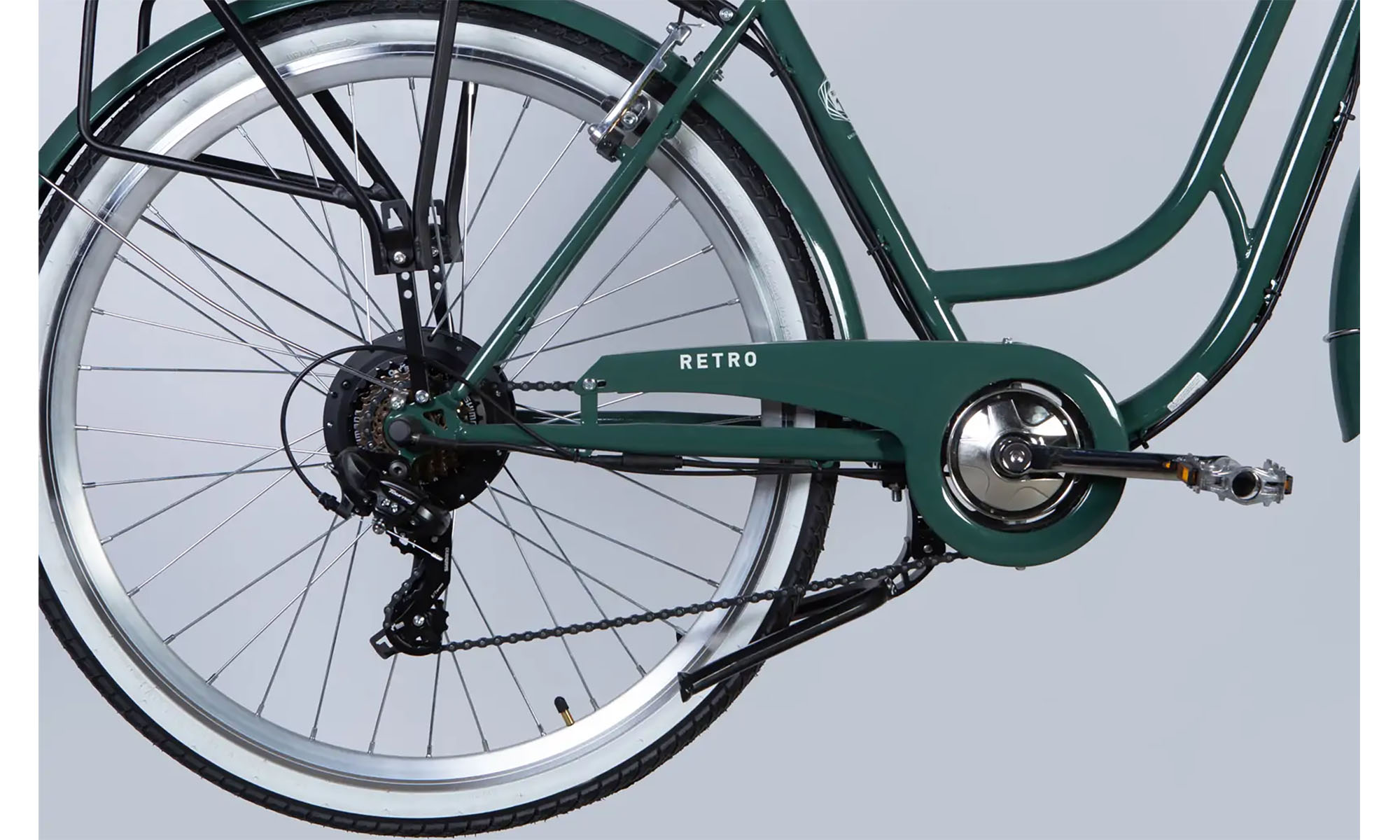 Велосипед с электроприводом Dorozhnik eRETRO Vbr FR 28", размер L, рама-19", 36B, 13А*ч, 500Вт, год 2026, зелено-серый 3