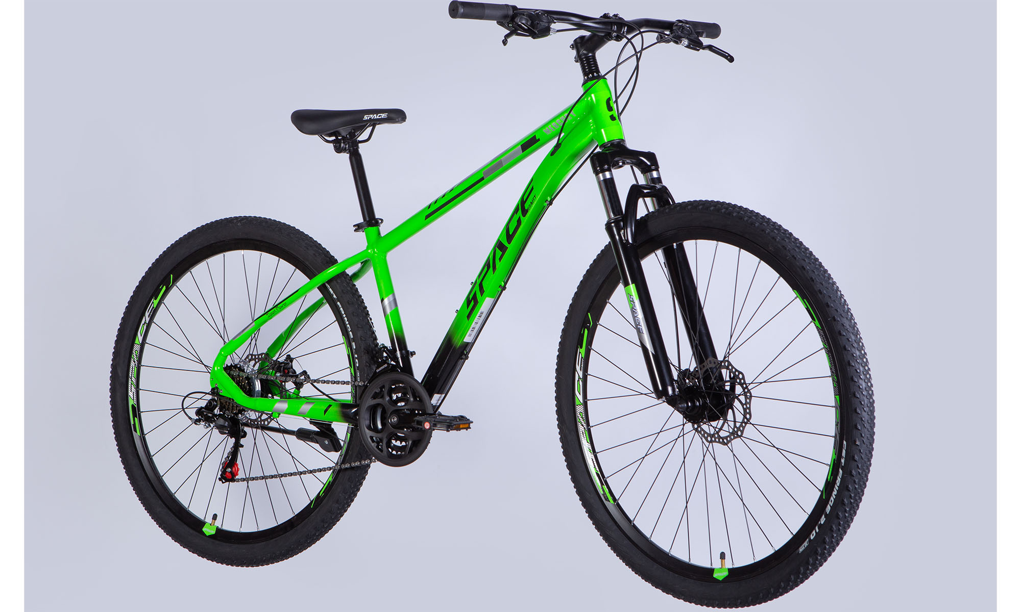 Велосипед SPACE MERCURY DD FR 29", размер S, рама 16", 2025, зелено-черный  2