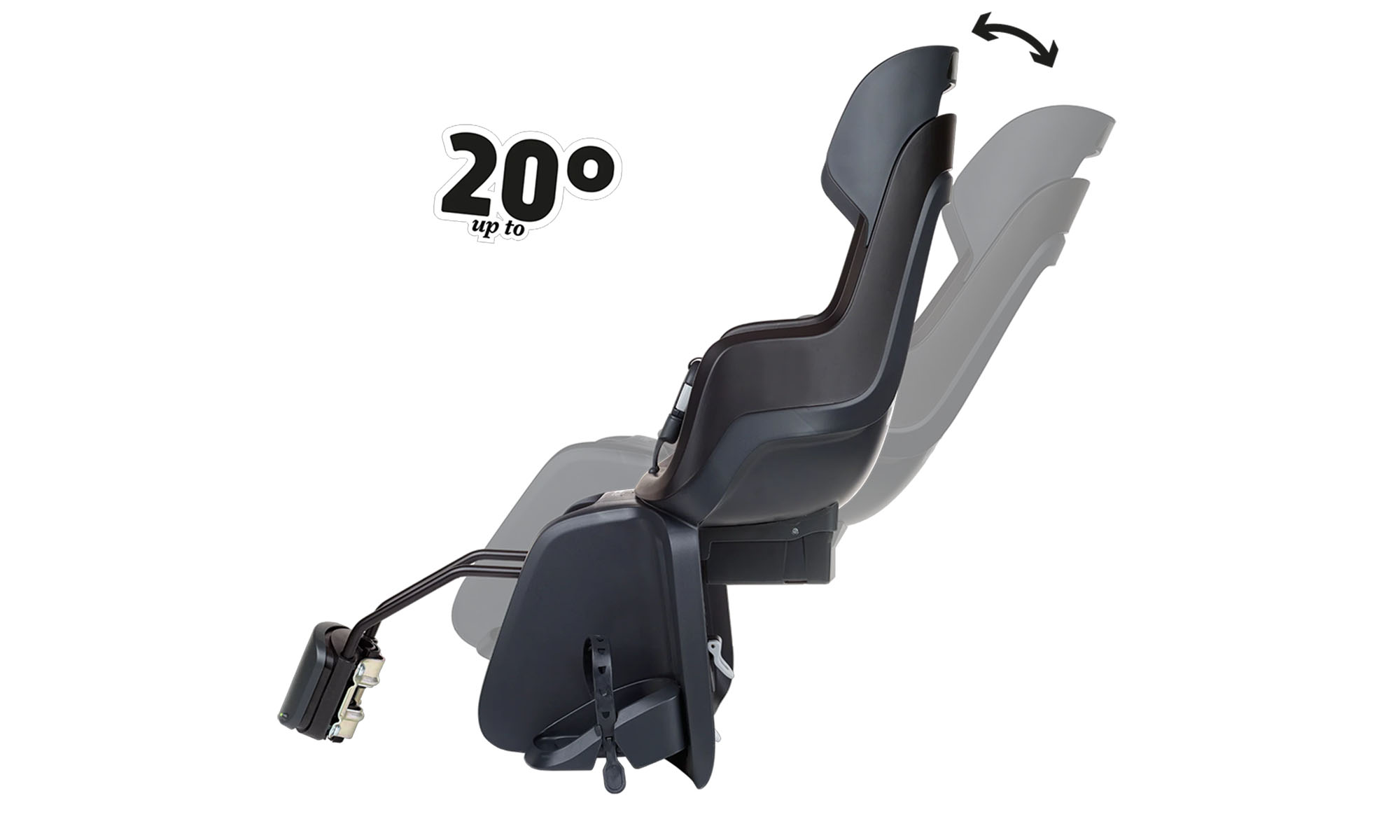 Детское велокресло Bobike GO Frames RS Reclining System - заднее сиденье на раму, черное 4