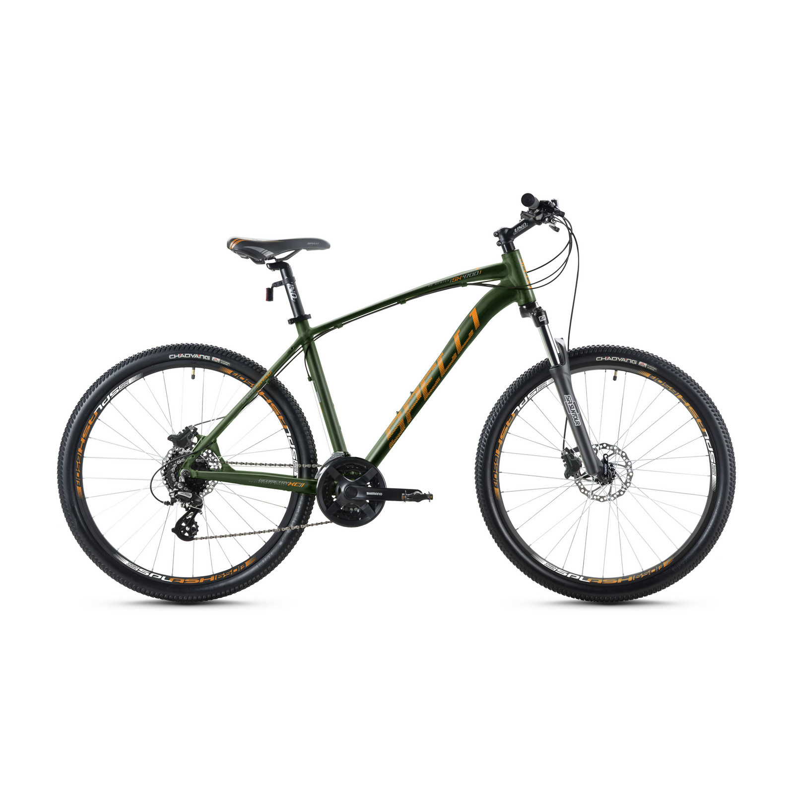 Фотография Велосипед Spelli SX-4700 27,5" размер L рама 19" (2023), Зелено-оранжевый