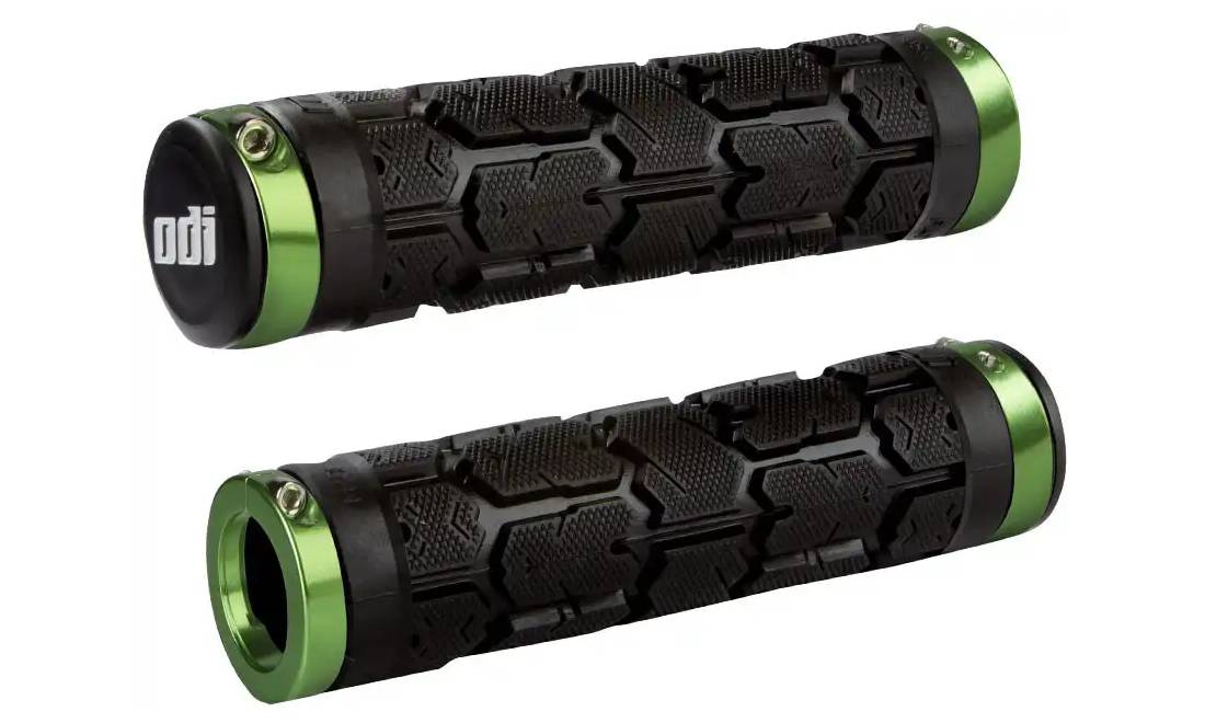 Грипсы ODI Rogue MTB Lock-On Bonus Pack черные с зелеными замками 
