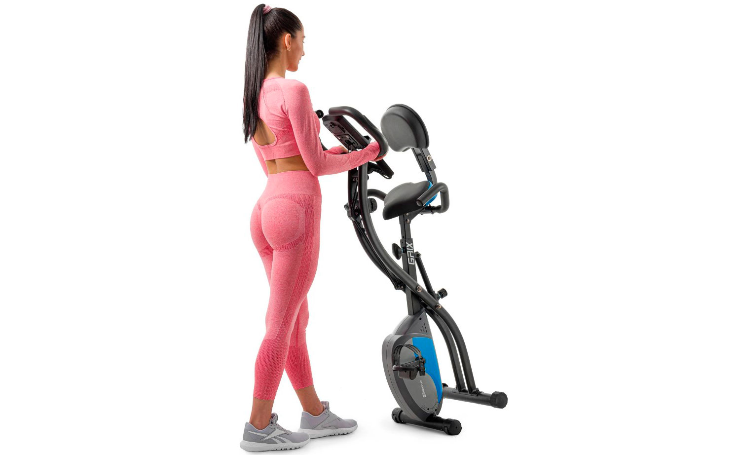 Велотренажер Hop-Sport HS-3010X Grix X-Bike з эспандерами магнитный черно-синий 7