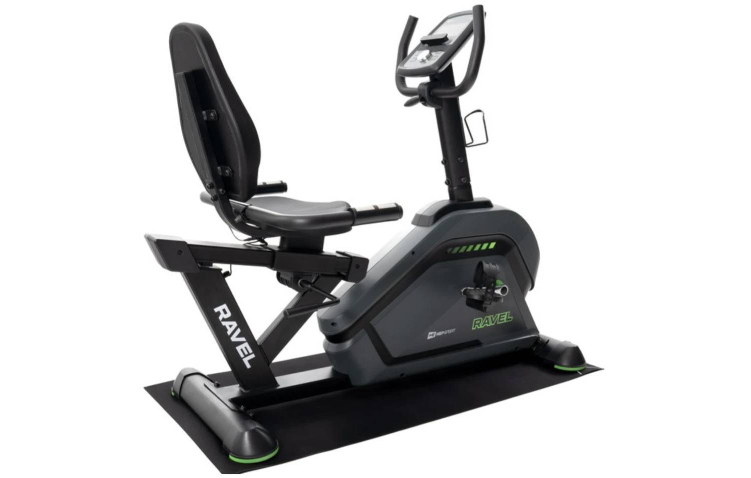 Горизонтальный велотренажер Hop-Sport HS-120L Ravel чорно-зеленый + мат 4