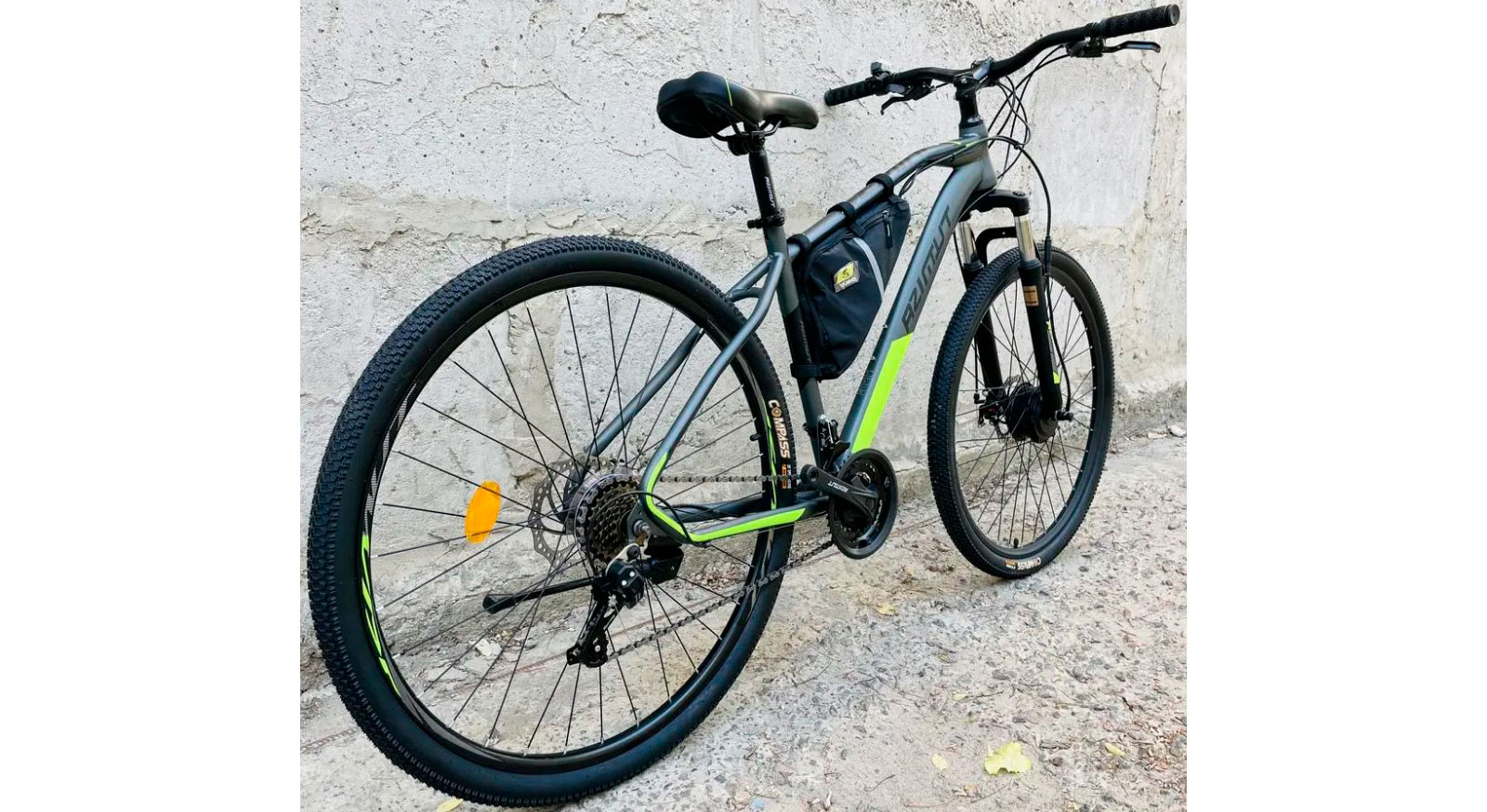 Велосипед Azimut Е-Gemini 29" 36V/500W/12Ah li-ion Samsung Серо-зеленый 5 Велосипед Azimut Е-Gemini 29" 36V/500W/12Ah li-ion Samsung Серо-зеленый 5