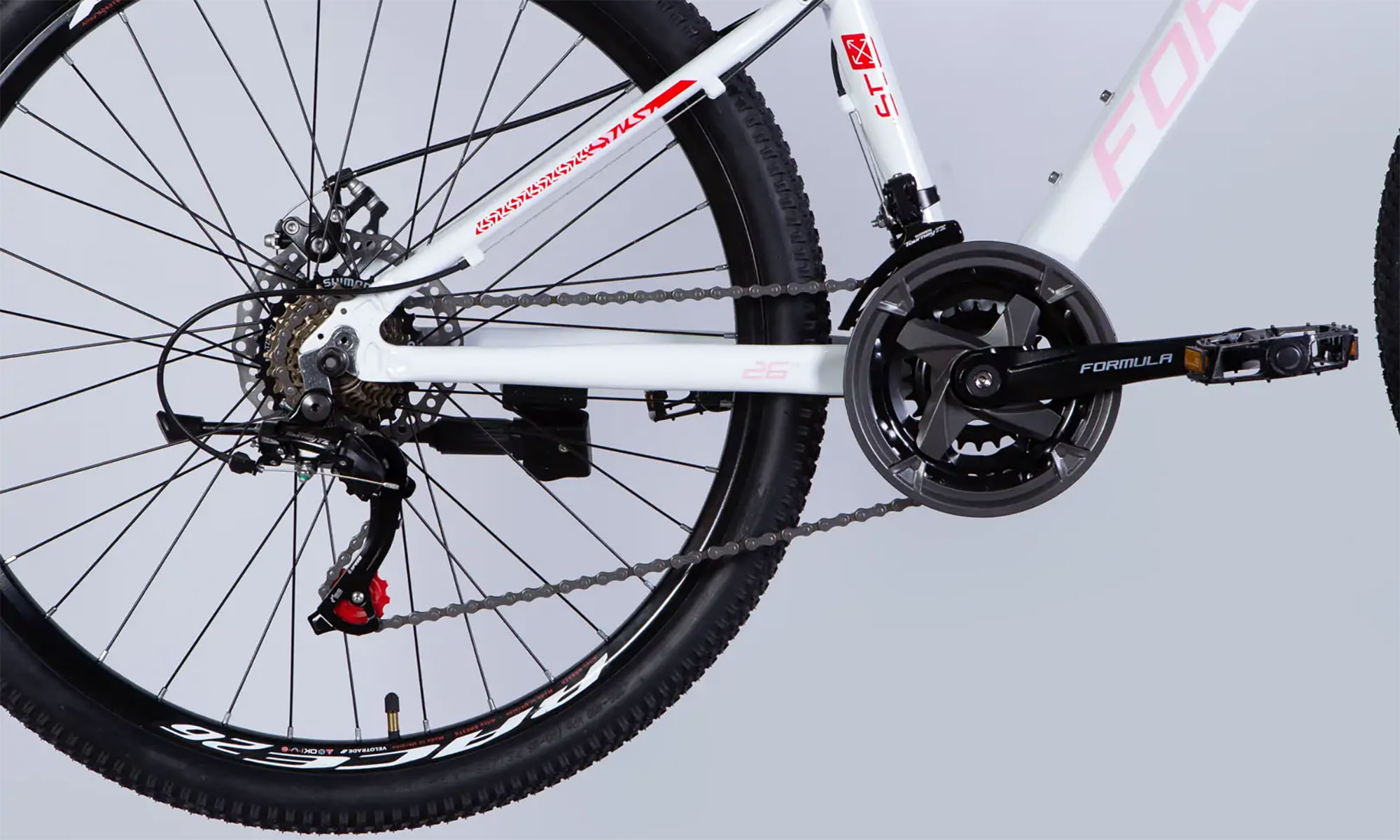 Велосипед Formula ALPINA DD FR, 26", размер S, рама 15", год 2026, белый с розовым 3