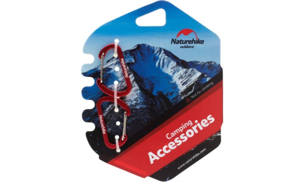 Карабин алюминиевый Naturehike D-type NH15A004-H, 4 см, красный (2 шт.) 3