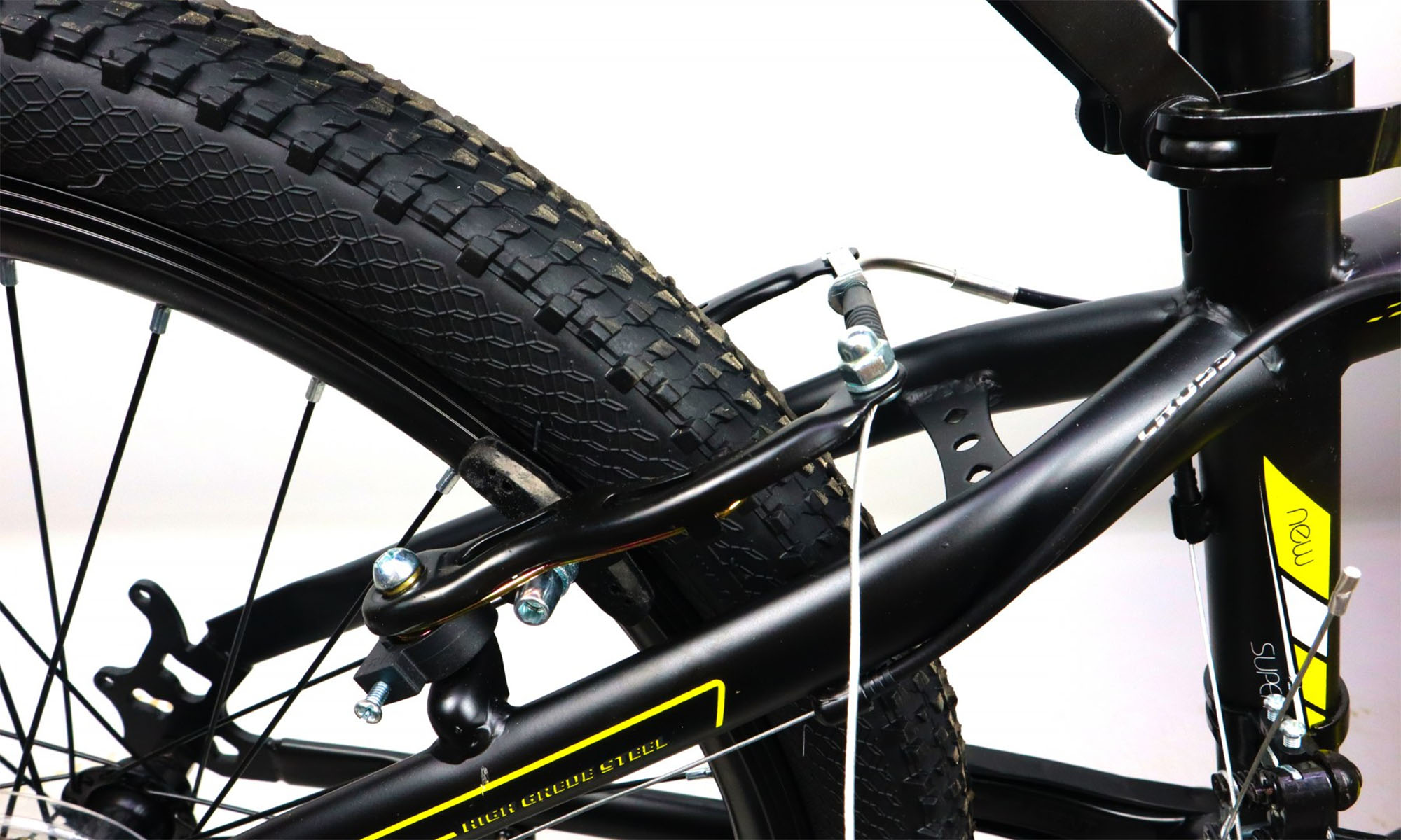 Велосипед CrossBike Atlas 24", размер XXS, рама 12", 2021, Черный-Неоновый желтый 3