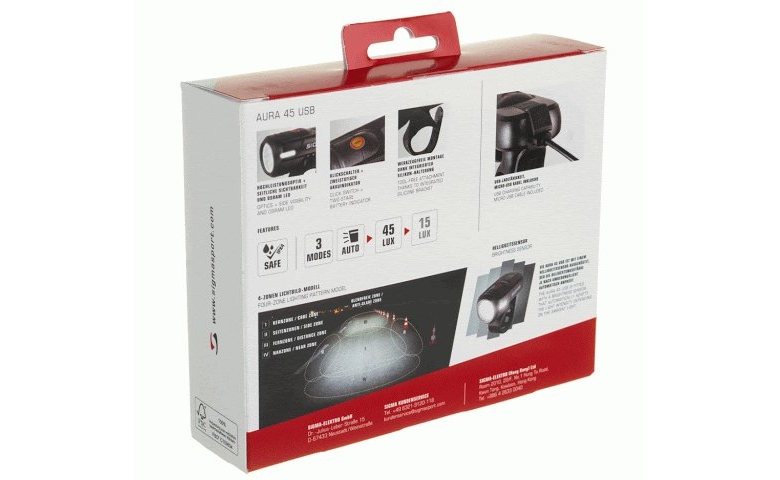 ФАРА ПЕРЕДНЯЯ SIGMA Aura 45 USB Sport 9 ФАРА ПЕРЕДНЯЯ SIGMA Aura 45 USB Sport 9