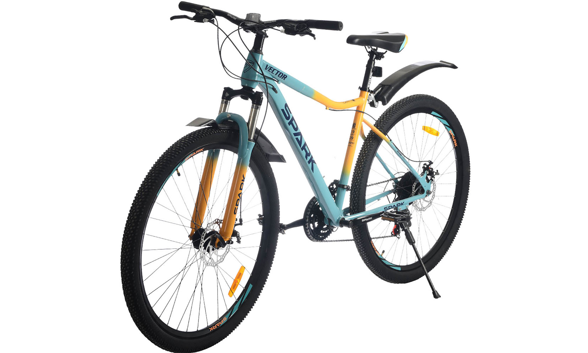 Велосипед SPARK VECTOR 29", размер L, рама 19", год 2026, голубой с желтым 3
