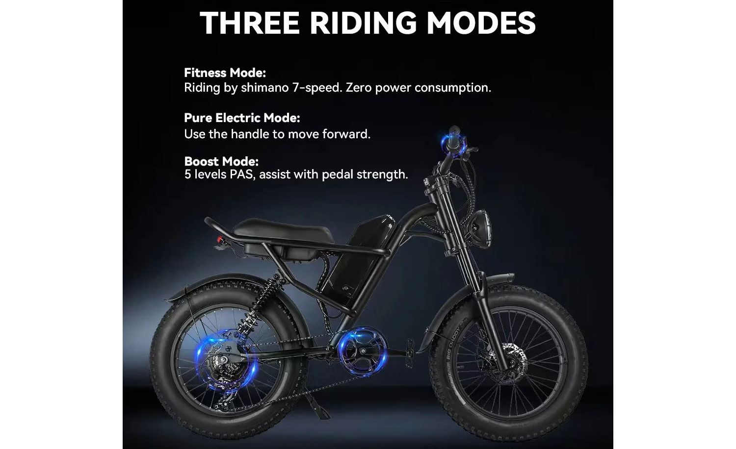 Електровелосипед фетбайк IDPOO IM-J1 (750 Вт; 15,6 Ah 48 В) 20х4", чорний 2