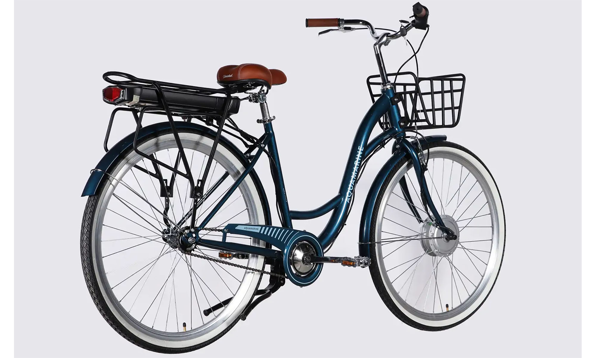 Велосипед с электроприводом Dorozhnik eAQUAMARINE BH 28", размер L, рама-19", 36B, 13А*ч, 500Вт, год 2026, темно-синий с корзиной 5